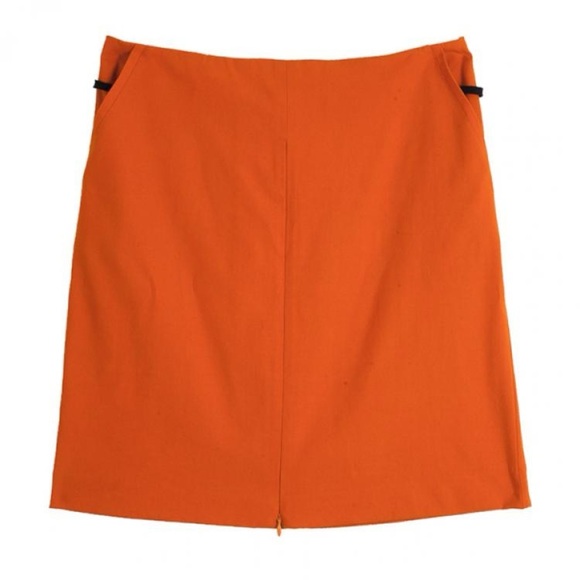 Diane Von Furstenberg Sz 10 Orange Belted Delion Skirt - Picture 3 of 7